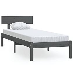 Foto van The living store houten bedframe - eenpersoons - 100x200 cm - grijs - massief grenenhout