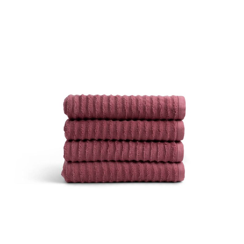 Foto van Seashell wave handdoek set - 4 stuks - oud roze - 70x140cm - premium