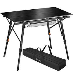 Foto van Tectake® - aluminium campingtafel kampeertafel - opvouwbaar - in hoogte verstelbaar - zwart - 404983