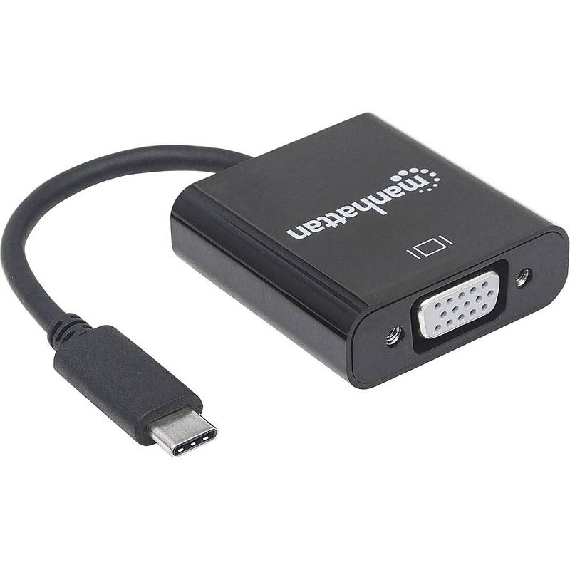 Foto van Manhattan 151771 usb / vga adapter [1x usb 3.2 gen 2 stekker c (usb 3.1) - 1x vga-bus] zwart kleurcodering, flexibel, folie afscherming, ul gecertificeerd,