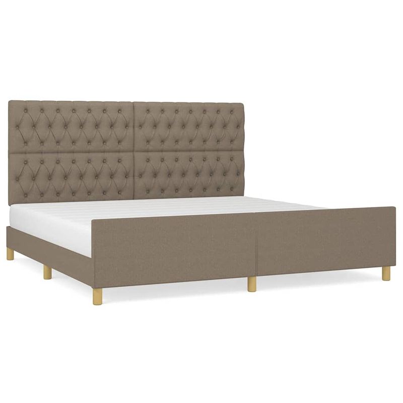 Foto van The living store bedframe - taupe - 203x206x118/128 cm - verstelbaar hoofdeinde - multiplex lattenbodem - comfortabele