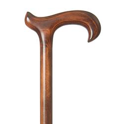Foto van Classic canes houten wandelstok - jumbo - bruin - beukenhout - xl wandelstok - derby handvat - lengte 113 cm