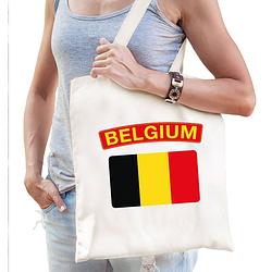 Foto van Katoenen tasje wit belgium / belgie supporter - feest boodschappentassen