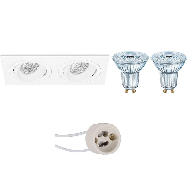 Foto van Led spot set - osram parathom par16 940 36d - pragmi borny pro - gu10 fitting - dimbaar - inbouw rechthoek dubbel - mat