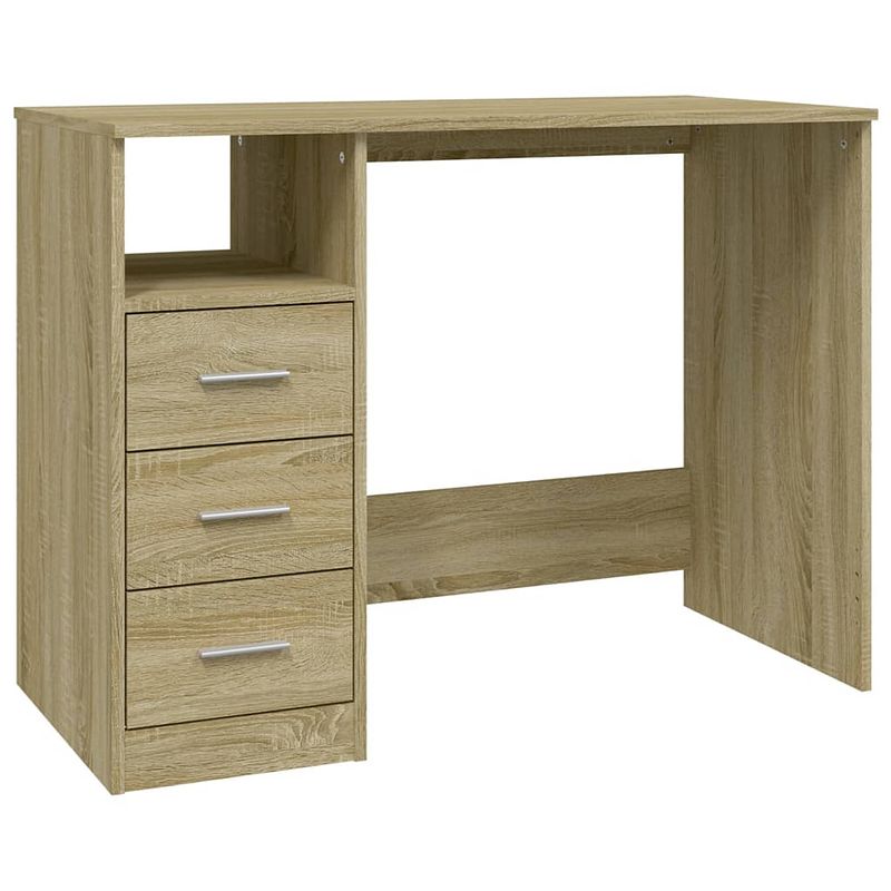 Foto van The living store bureau sonoma eiken - 102x50x76 cm - met 3 lades en 1 open vak