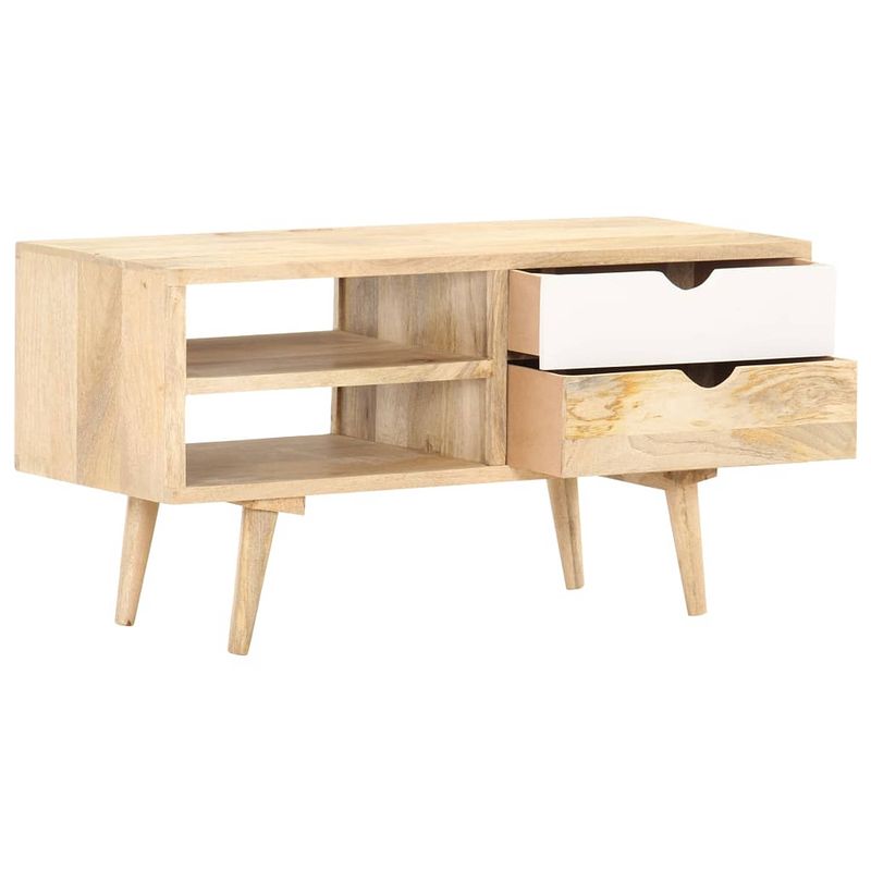 Foto van The living store houten tv-kast - massief mangohout - 90 x 35 x 45 cm - industriële stijl