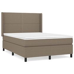 Foto van The living store boxspringbed - taupe - 193 x 147 x 118/128 - pocketvering matras - middelharde ondersteuning -