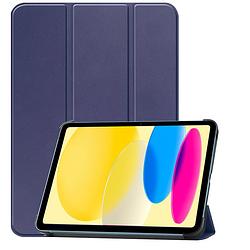 Foto van Basey ipad 10 2022 hoes case hoesje hard cover - ipad 10 hoesje bookcase - donker blauw