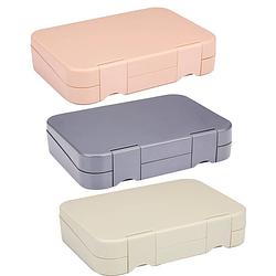 Foto van Alpina lunchbox met vakjes - 21 x 15 x 4,5 cm - roze grijs of beige - vaatwasserbestendig - uitneembaar compartiment