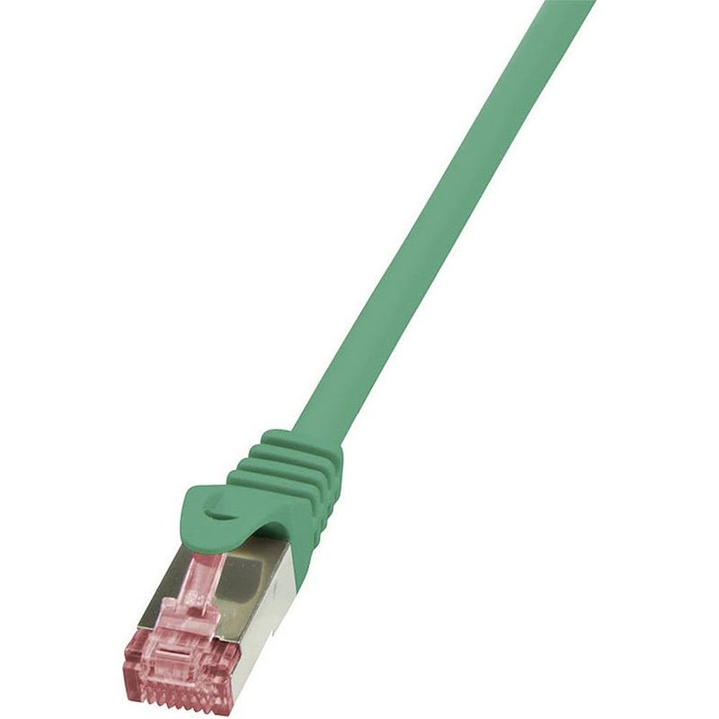 Foto van Logilink cq2085s rj45 netwerkkabel, patchkabel cat 6 s/ftp 7.50 m groen vlambestendig, snagless 1 stuk(s)