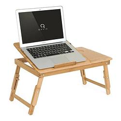 Foto van Bedtafel bamboe v2 voor laptop, tablet of boek - ontbijttafeltje - laptoptafel verstelbaar - voor op bed - inklapbaar