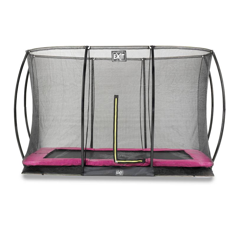 Foto van Exit silhouette verlaagde trampoline met veiligheidsnet rechthoekig - 244 x 366 cm - roze