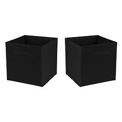 Foto van Urban living opbergmand/kastmand square box - 2x - karton/kunststof - 29 liter - zwart - 31 x 31 x 31 cm - opbergmanden