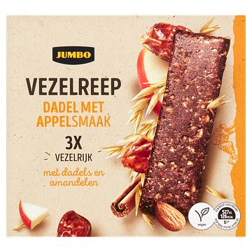 Foto van Jumbo vezelreep dadel met appelsmaak 3 stuks 90g