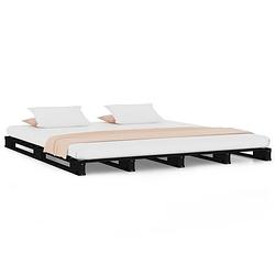 Foto van The living store palletbed massief grenenhout zwart 120x200 cm - bed