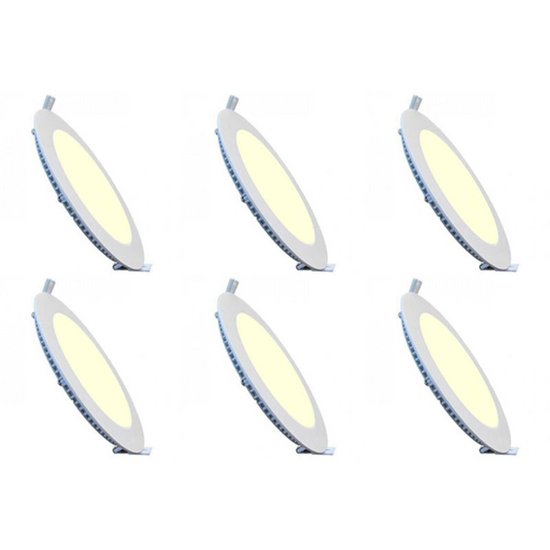 Foto van Led downlight slim 6 pack - inbouw rond 6w - dimbaar - warm wit 3000k - mat wit aluminium - ø120mm