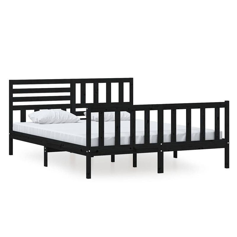 Foto van Vidaxl bedframe massief hout zwart 160x200 cm