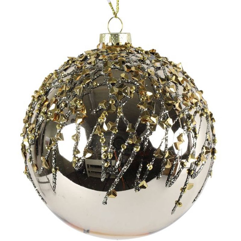 Foto van Tom kerstbal kelly 8 cm glas zilver/goud