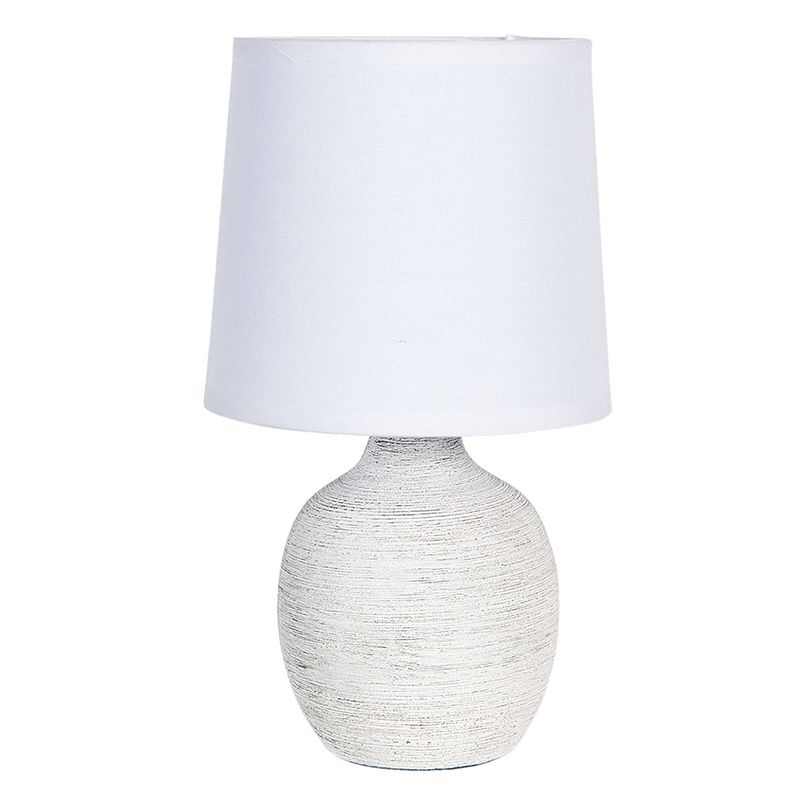 Foto van Haes deco - tafellamp - natural cosy - witte keramieke lamp, ø 15x26 cm - bureaulamp, sfeerlamp, nachtlampje