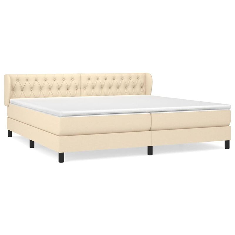 Foto van The living store boxspringbed - comfort - bed - 203 x 203 x 78/88 cm - crème - pocketvering