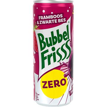 Foto van Bubbelfrisss zero sugar framboos zwarte bes blik 250ml bij jumbo