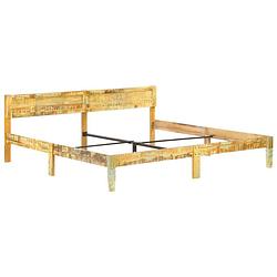 Foto van The living store houten bedframe - vintage meubel - 205 x 205 cm - massief gerecycled hout