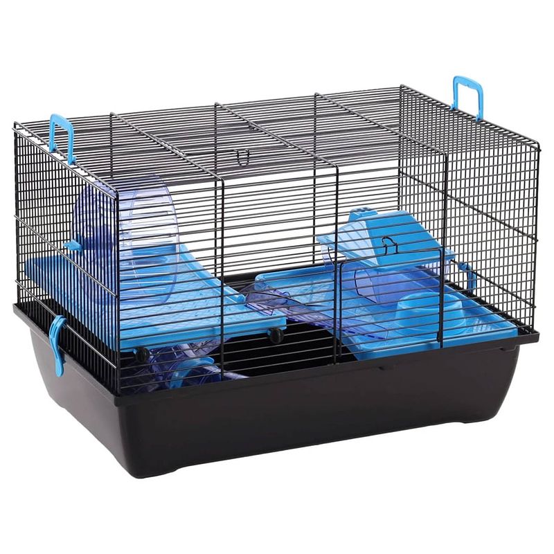 Foto van Flamingo hamsterkooi jaro 2 50,5x33x32,5 cm zwart en blauw