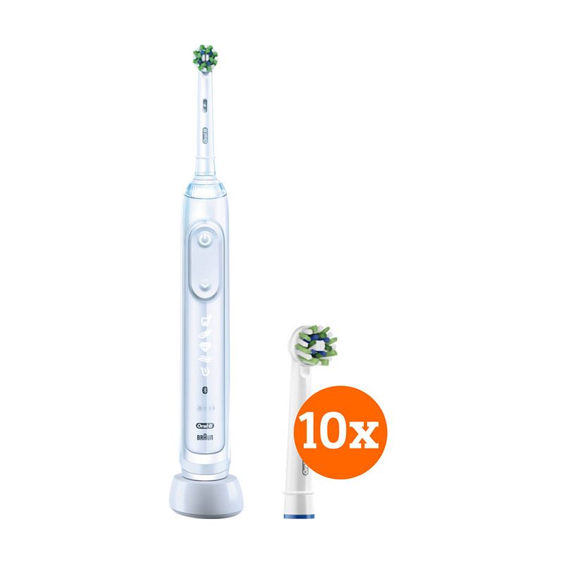 Foto van Oral-b genius x wit + crossaction opzetborstels (10 stuks)