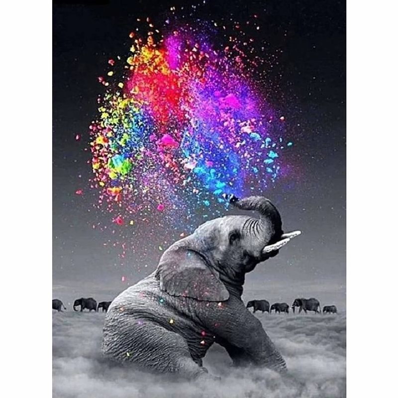 Foto van Evershine diamond painting voor volwassenen olifant ta2-3227 vierkante steentjes 20 x 30