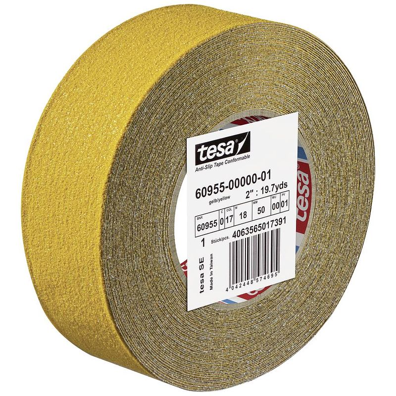 Foto van Tesa anti-rutsch 60955-00000-01 anti-sliptape tesa zwart/geel (l x b) 18 m x 50 mm 1 stuk(s)