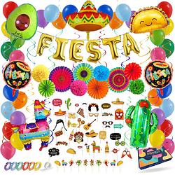 Foto van Fissaly® 71 stuks mexican fiesta feest versiering - pinata, sombrero & catcus decoratie - fiestas verjaardag feestje