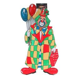 Foto van Clown carnaval decoratie met ballonnen 60 cm - feestdecoratieborden