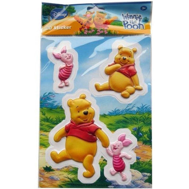 Foto van Disney 3d stickers winnie the pooh geel/roze/rood 3-delig