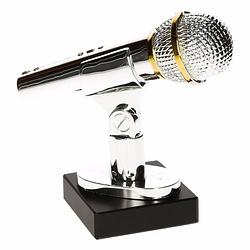 Foto van Microfoon trofee voice zilver 15 cm - fopartikelen