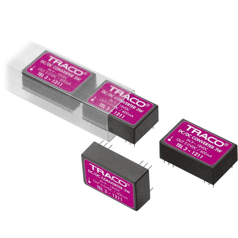 Foto van Tracopower tel 3-1222 dc/dc-converter, print 12 v/dc 12 v/dc, -12 v/dc 125 ma 3 w aantal uitgangen: 2 x