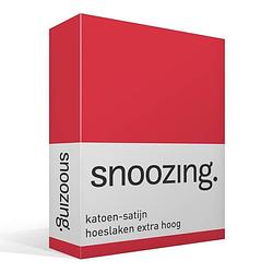 Foto van Snoozing - katoen-satijn - hoeslaken - extra hoog - 100x220 - rood