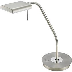 Foto van Led bureaulamp - trion bernaro - 12w - warm wit 3000k - dimbaar - rond - mat nikkel - aluminium