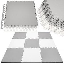 Foto van Speelmat speelmat foam puzzelmat 9 puzzelstukken 179 x 179 cm grijs/wit