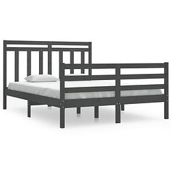 Foto van The living store bedframe - klassiek - houten bedframe - afmeting- 195.5 x 140.5 x 69.5 cm - ken- grijs - materiaal-