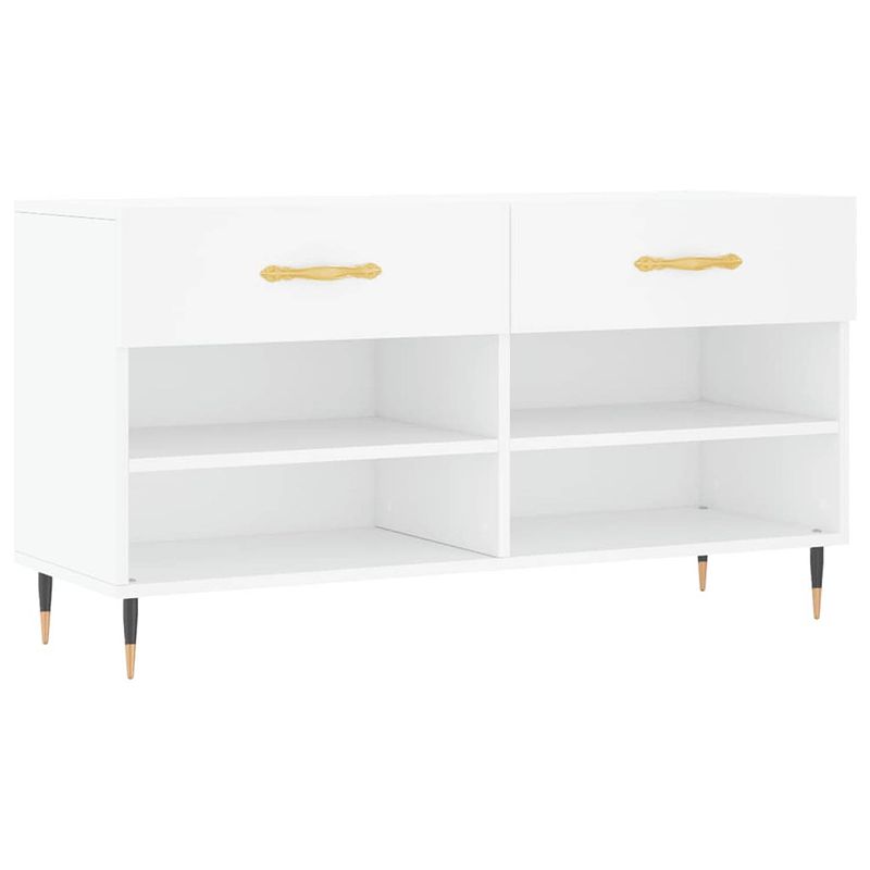 Foto van The living store schoenenkast - wit - 102 x 35 x 55 cm - duurzaam materiaal