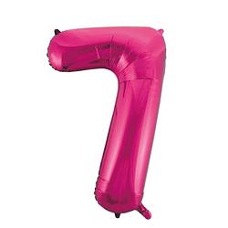 Foto van Cijfer 7 folie ballon roze van 86 cm
