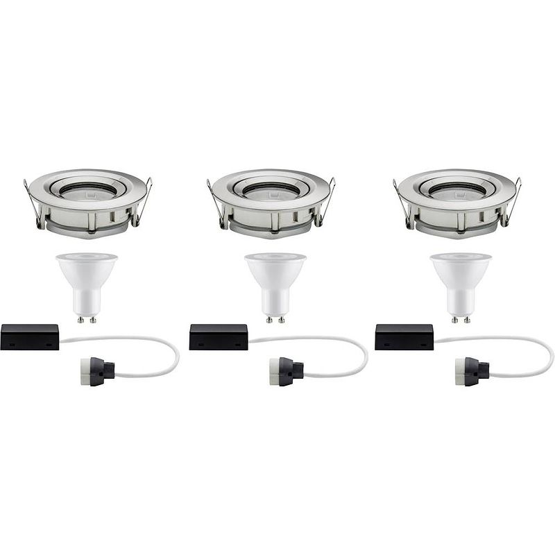 Foto van Paulmann nova inbouwlamp voor badkamer set van 3 stuks led gu10 21 w ip65 ijzer (geborsteld)