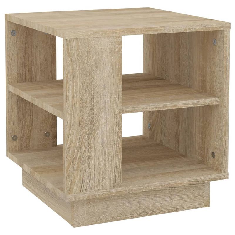 Foto van The living store banktafel - sonoma eiken - 40x40x43 cm - 2 schappen