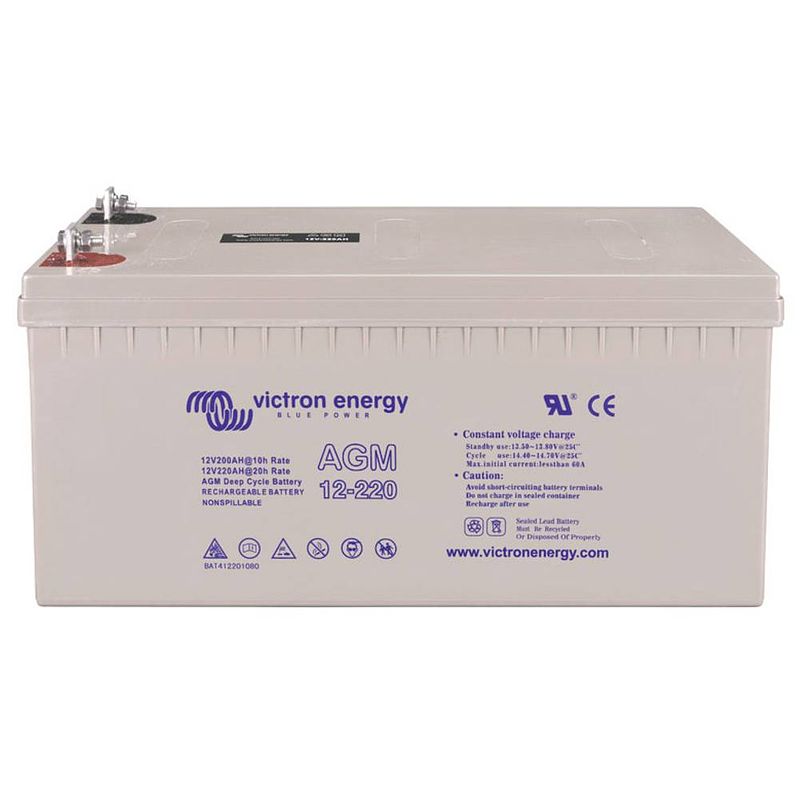 Foto van Victron energy deep cycle loodaccu 12 v 220 ah loodvlies (agm) (b x h x d) 238 x 522 x 240 mm