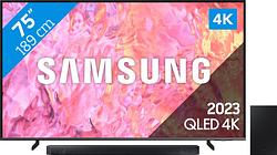 Foto van Samsung qled 75q64c (2023) + soundbar