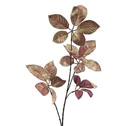 Foto van Metal rose leaf spray gold pink 81cm