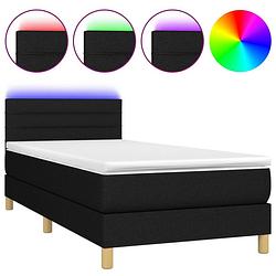 Foto van The living store boxspring bed - led - pocketvering - zwart - 203x90x78/88 cm