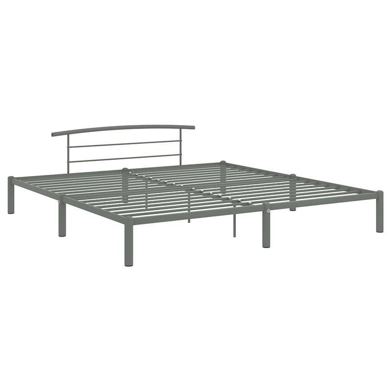 Foto van The living store metalen bedframe - grijs - 210 x 210 x 63 cm - geschikt voor 200 x 200 cm matras