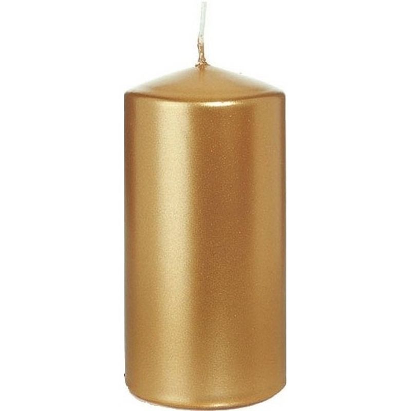 Foto van 1x kaarsen goud 6 x 12 cm 40 branduren sfeerkaarsen - stompkaarsen