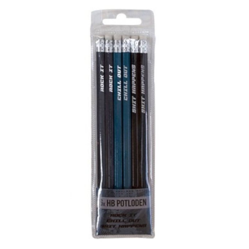 Foto van Verhaak potloden hb 18,8 cm blauw/zwart hout 6 stuks